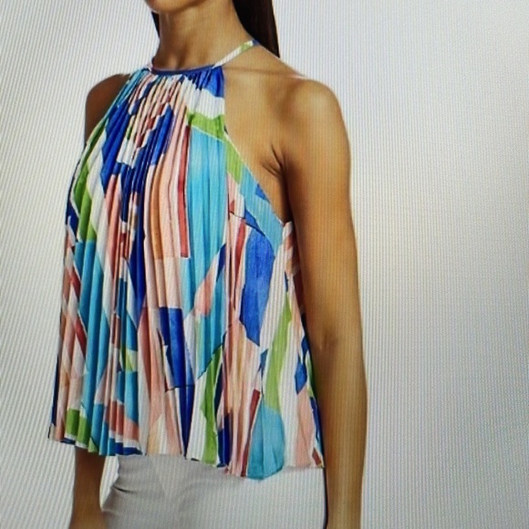 NWT Milly Bonny Pleated Halter Top / Medium - Picture 2 of 5